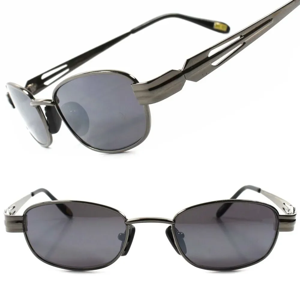 Old Fashion Vintage Retro 80s Mens Womens Gunmetal Rectangle Hipster Sunglasses
